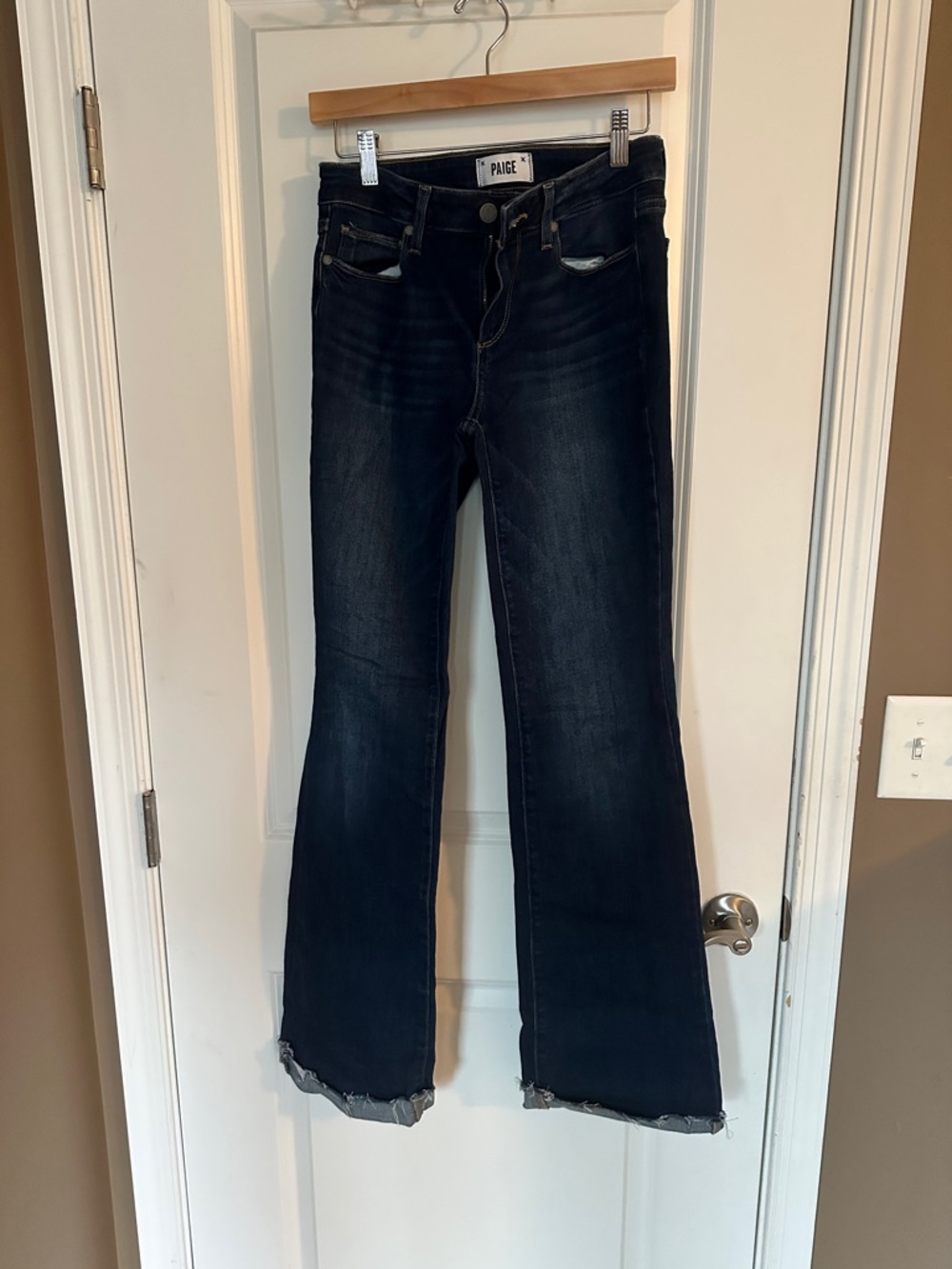 PAIGE Indigo Flare Jeans with Raw Hem